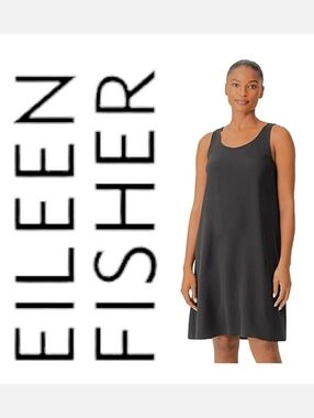 Eileen Fisher Charcoal Gray Sleeveless Scoopneck Tank Dress Sz S
